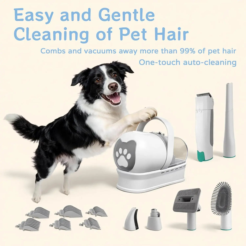 Dog Grooming Vacuum Kit 7 in 1, Cat & Dog Hair Vacuum Brush for Shedding - Includes Rollers, Deshedding Mitts, Nail & Paw Trimmer