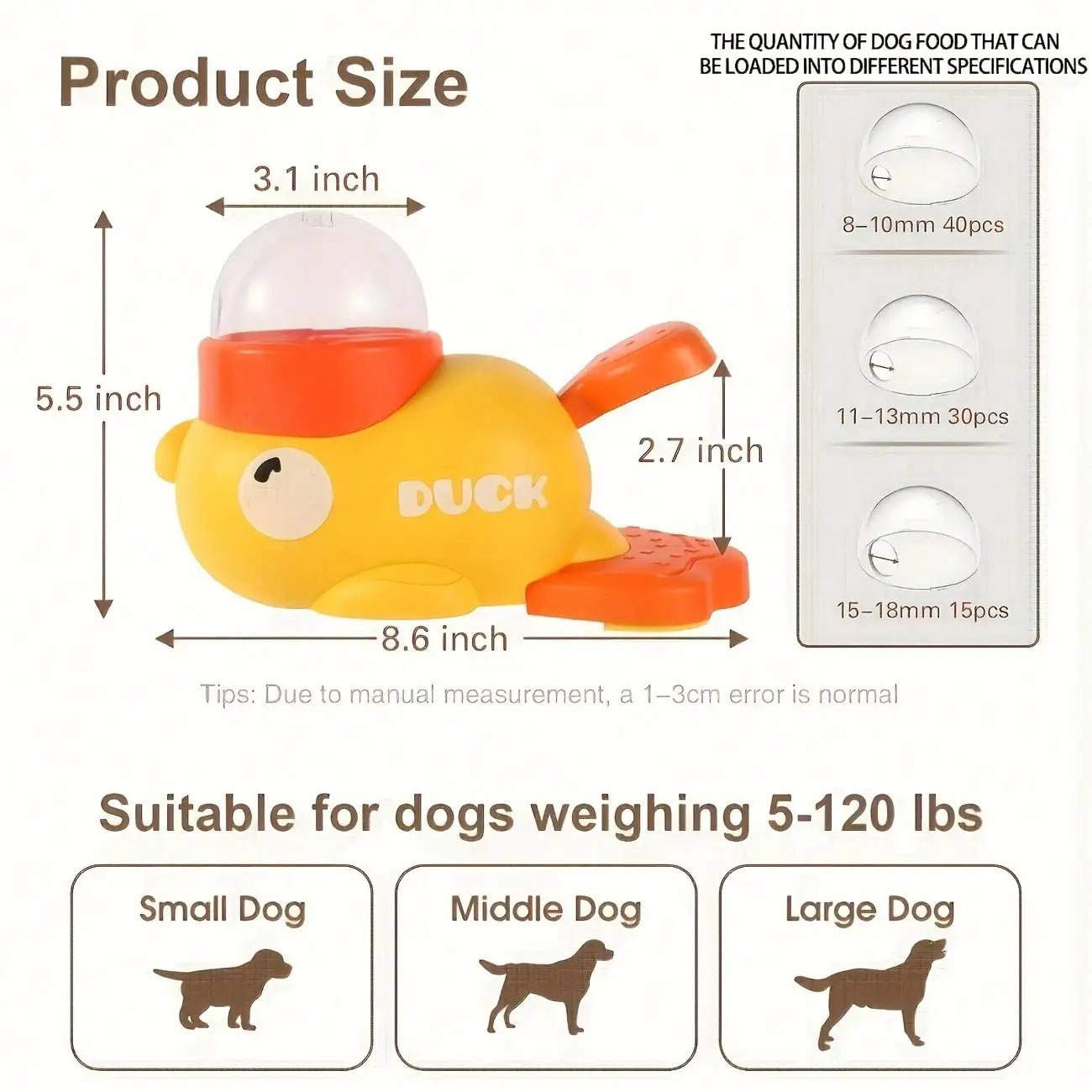 2-In-1 Dog Interactive Slow Feeder Bowls & Food Puzzle Toy, Duck-Shaped Dog TreatDispenser Anti-Gulping Bowl For Healthy Eating & LQ Training (Yellow)