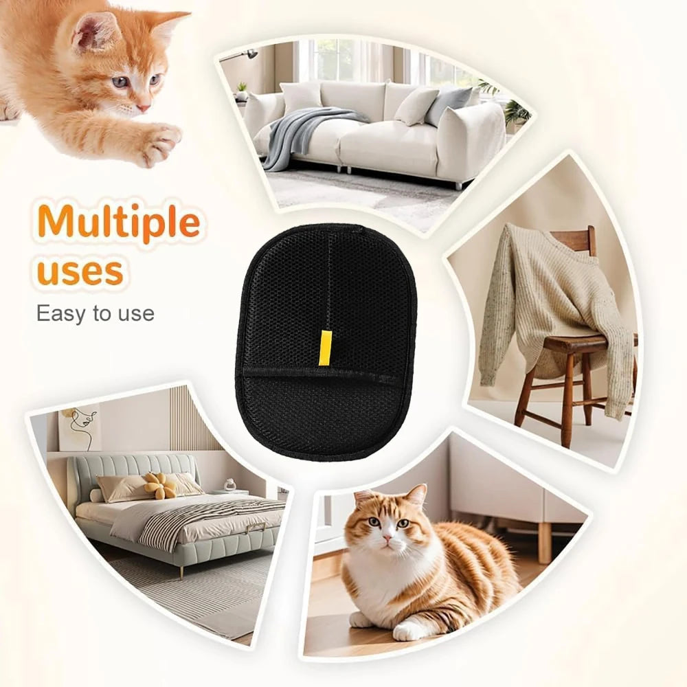 Reusable Static Pet Grooming Gloves Double Sided Fur Removal Tool For Pet Hair Grooming And Carpet Floating Hair Cleaning