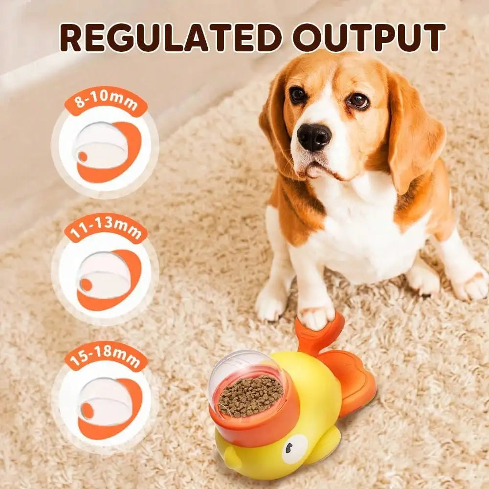 2-In-1 Dog Interactive Slow Feeder Bowls & Food Puzzle Toy, Duck-Shaped Dog TreatDispenser Anti-Gulping Bowl For Healthy Eating & LQ Training (Yellow)