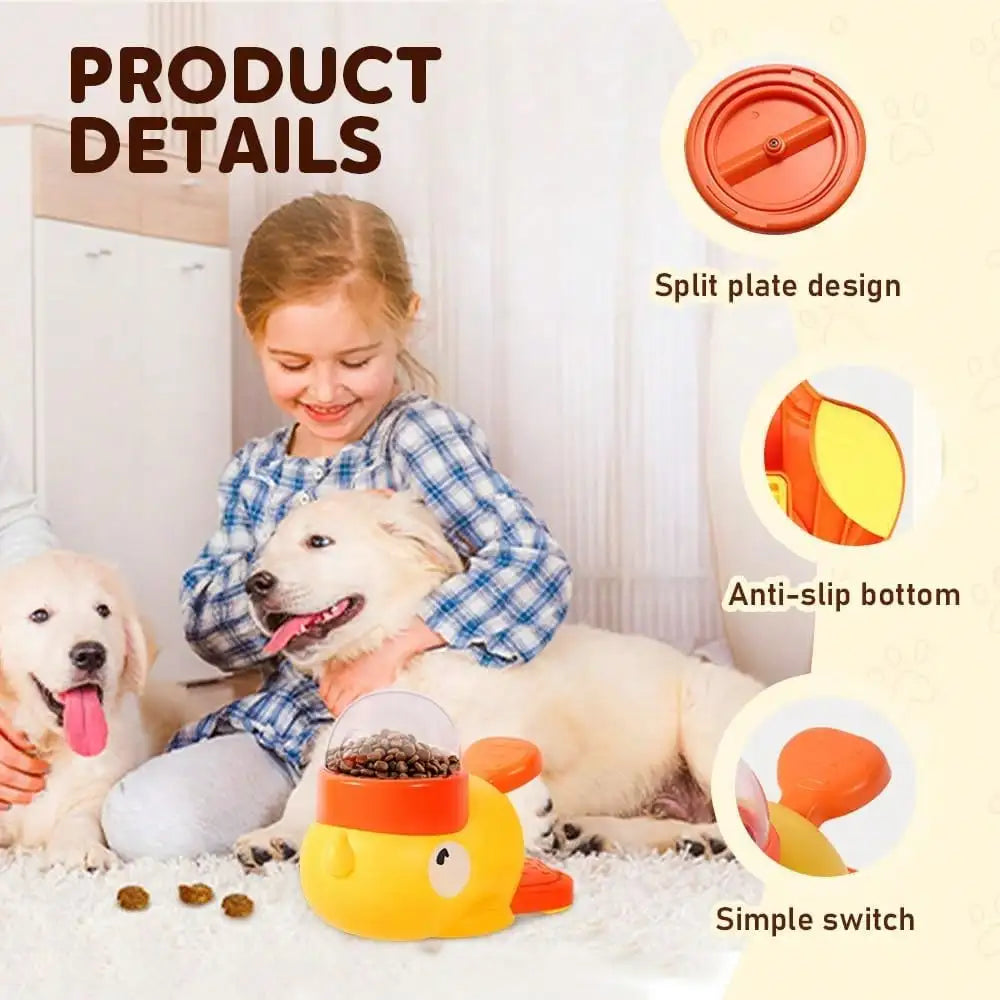 2-In-1 Dog Interactive Slow Feeder Bowls & Food Puzzle Toy, Duck-Shaped Dog TreatDispenser Anti-Gulping Bowl For Healthy Eating & LQ Training (Yellow)