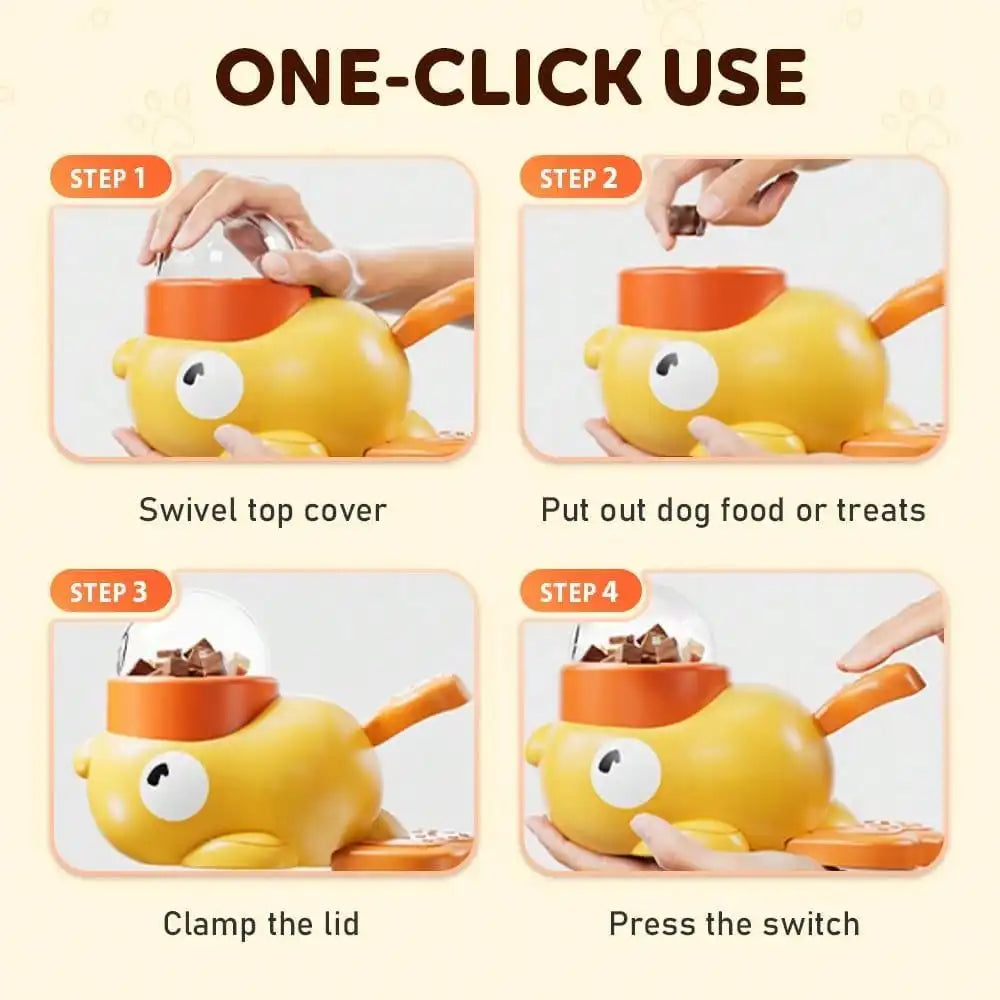 2-In-1 Dog Interactive Slow Feeder Bowls & Food Puzzle Toy, Duck-Shaped Dog TreatDispenser Anti-Gulping Bowl For Healthy Eating & LQ Training (Yellow)