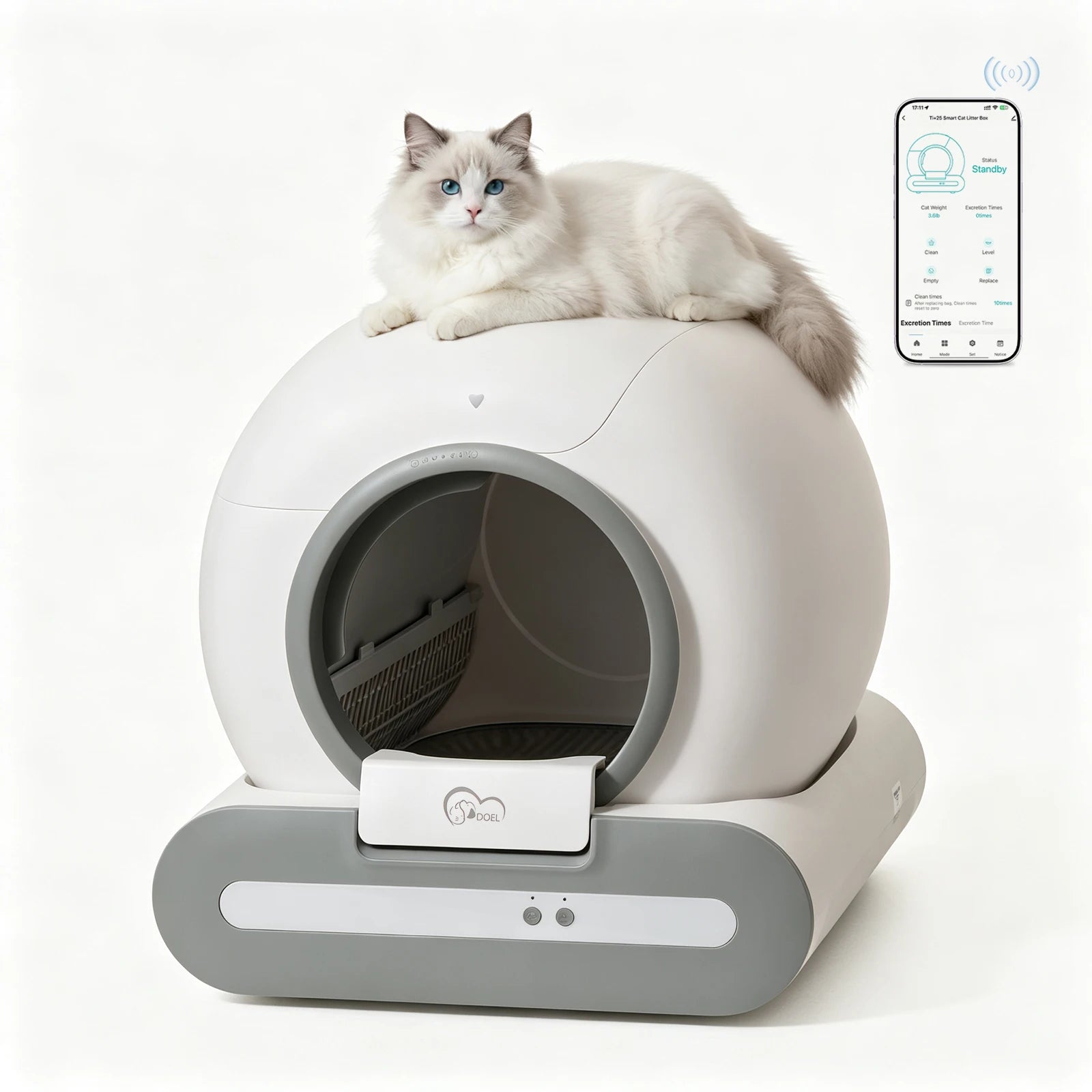 DOEL 2026 New Upgrade 65L Large Capacity Self-Cleaning Cat Litter Box Smart Automatic Cat Toilet, App Remote Control, Only Supports 2.4G WiFi, Suitable for Tofu Litter & Mixed Cat Litter, Ideal for Multi-Cat Homes