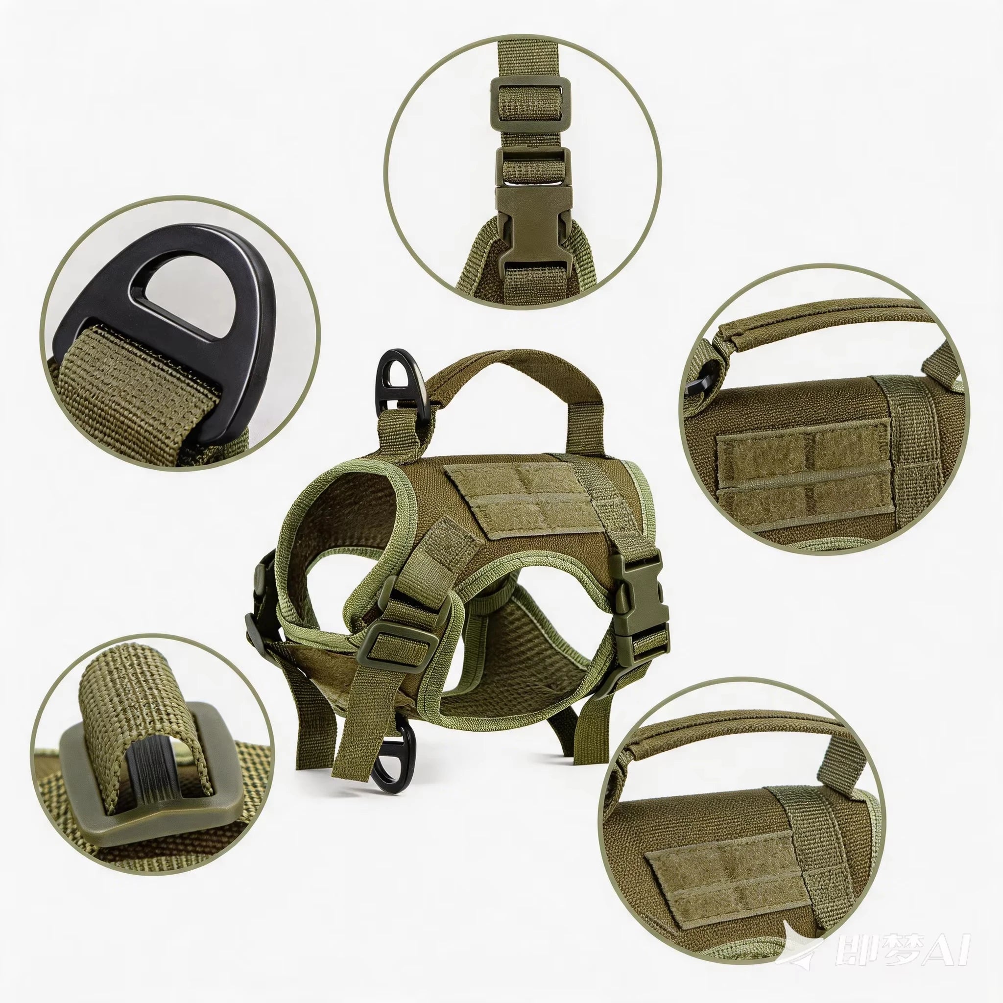 Tactical Cat Harness Vest and Leash Set Adjustable Escape Proof Soft Mesh with Handle Outdoor Walking Pet Training Supplies