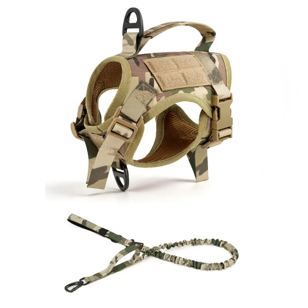 Tactical Cat Harness Vest and Leash Set Adjustable Escape Proof Soft Mesh with Handle Outdoor Walking Pet Training Supplies