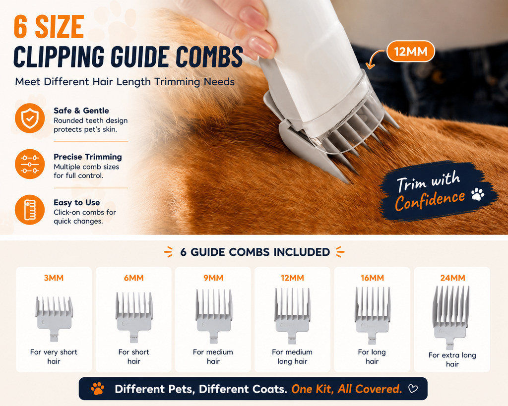 Dog Grooming Vacuum Kit 7 in 1, Cat & Dog Hair Vacuum Brush for Shedding - Includes Rollers, Deshedding Mitts, Nail & Paw Trimmer